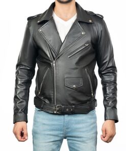 Men's Black Biker Jacket BossJackets