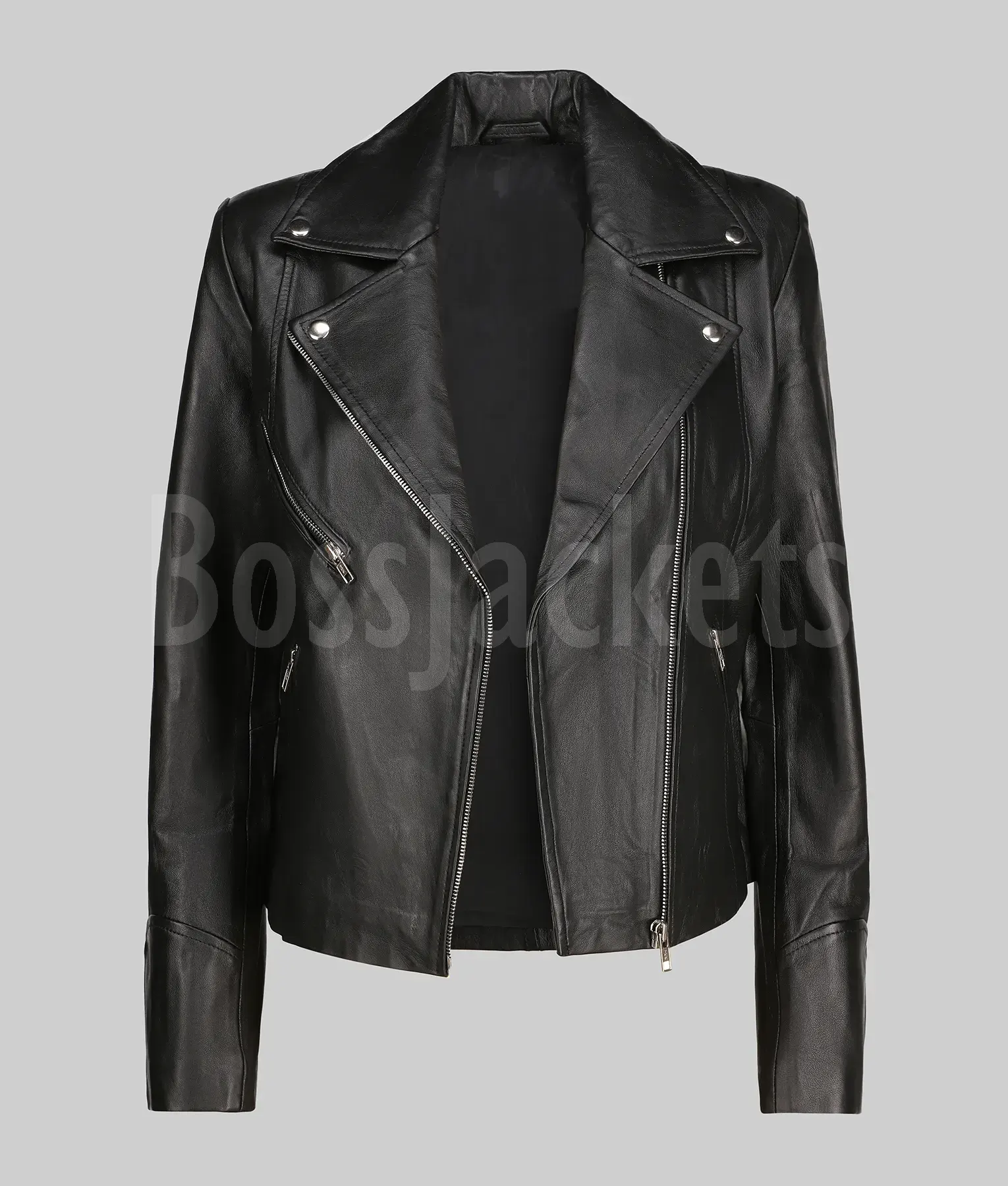 Emma Watson Black Leather Biker Jacket | Boss Jackets
