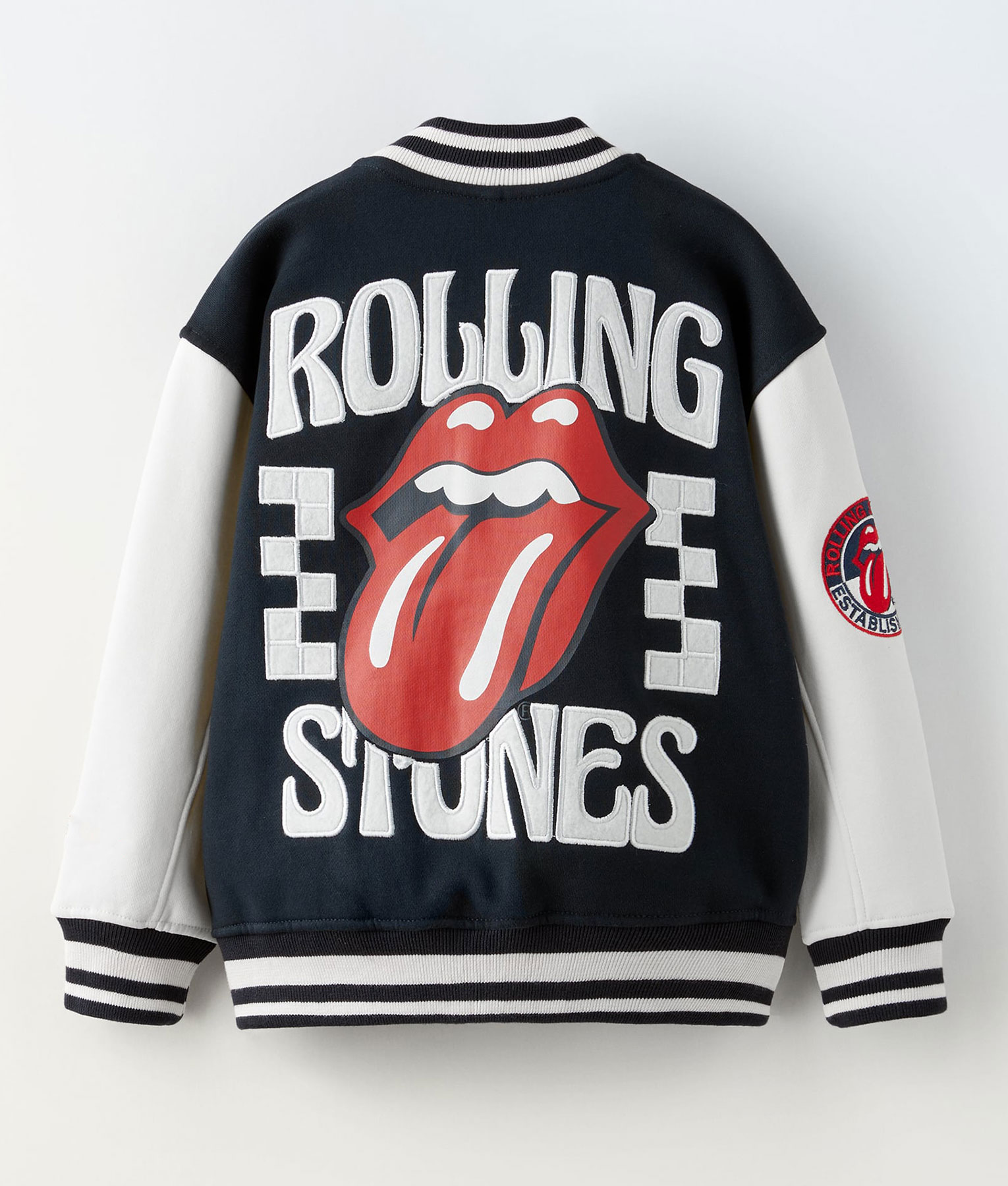 Rolling Stones Black and White Varsity Jacket