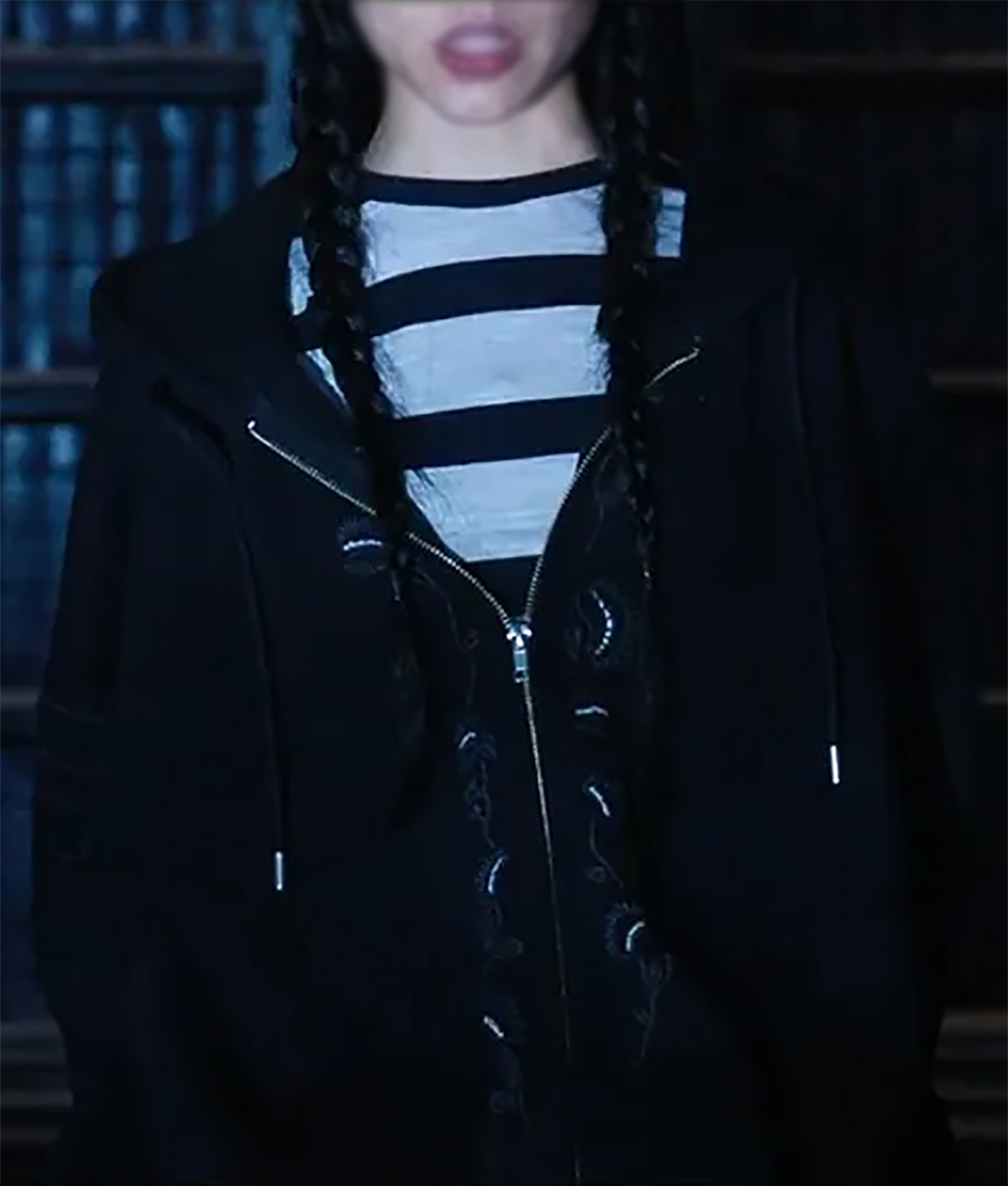 Wednesday Addams (Jenna Ortega) Black Oversized Zipper Hoodie