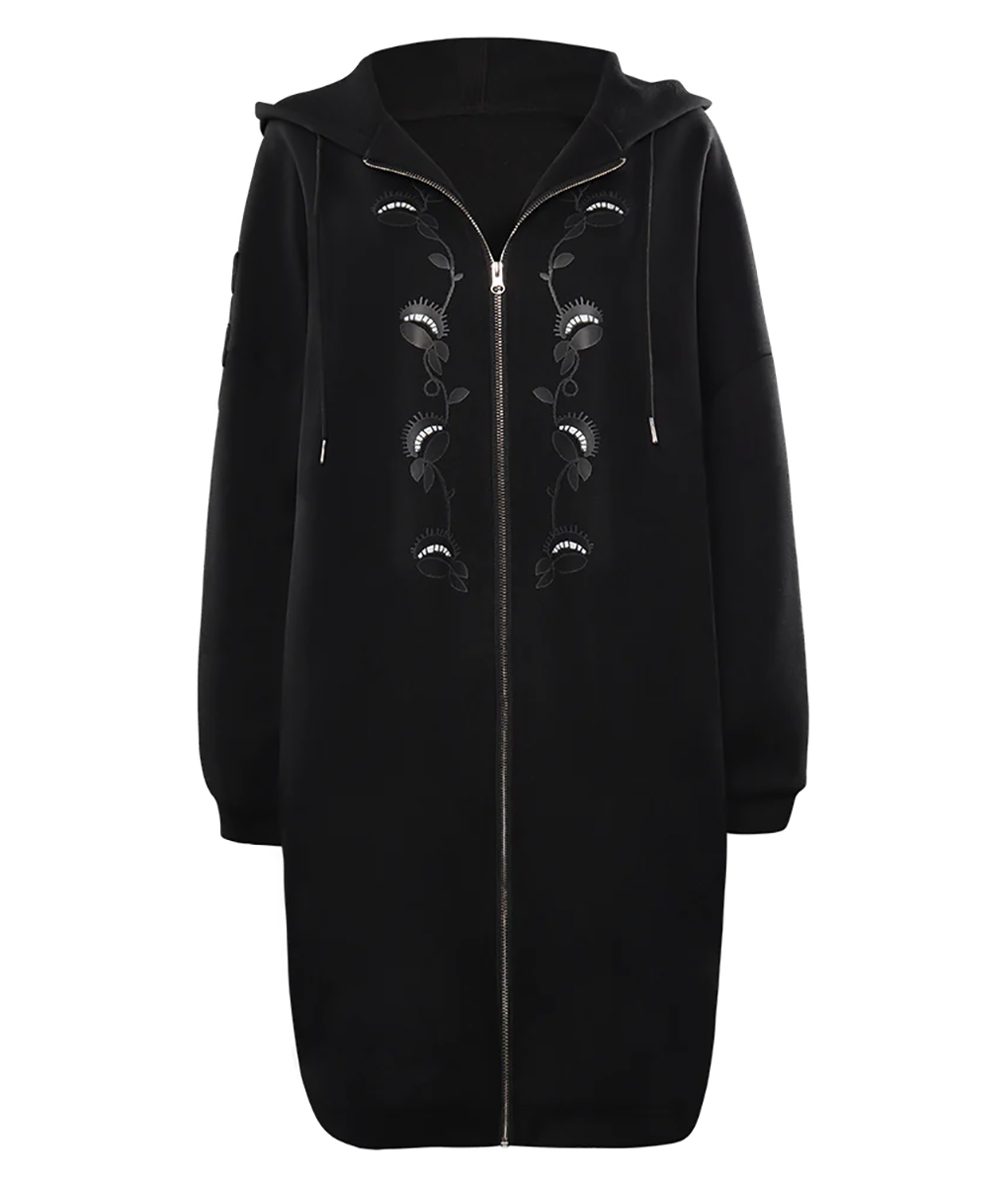 ウェンティ　外套 Wednesday Addams (Jenna Ortega) Black Oversized Zipper Hoodie
