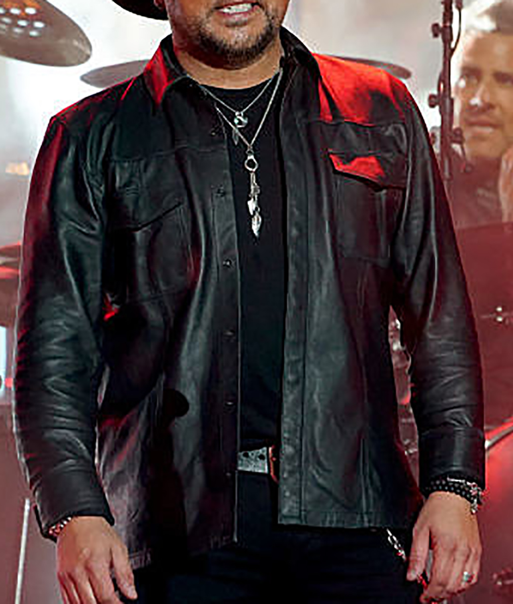 Jason Aldean CMT Awards Black Leather Jacket