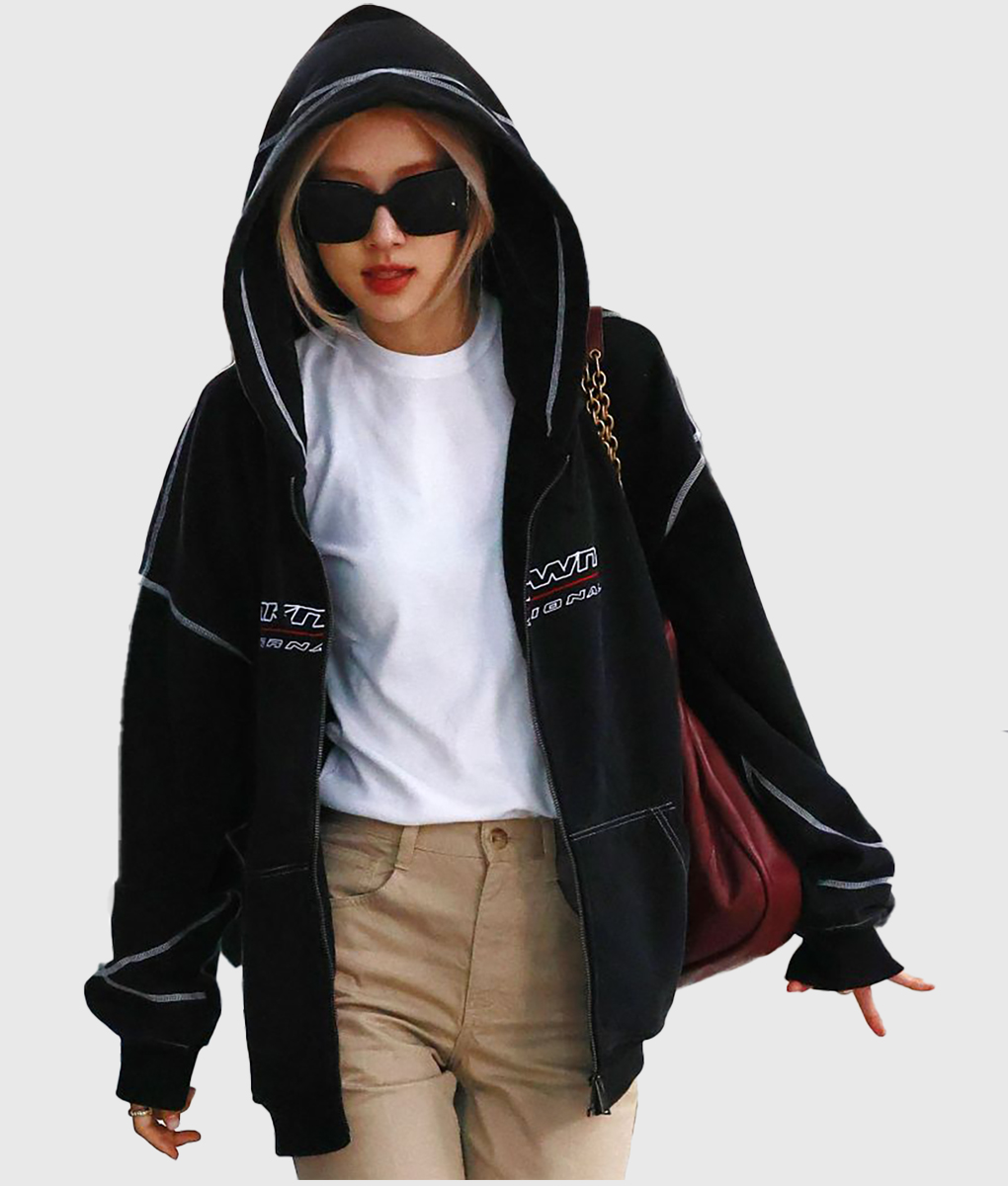 Blackpink Rosé Black Hooded Jacket | Blackpink Rosé Black Hoodie