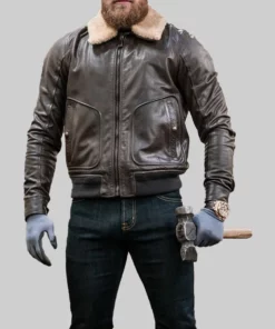 Conor McGregor Shearling Leather Bomber Jacket | Boss Jackets