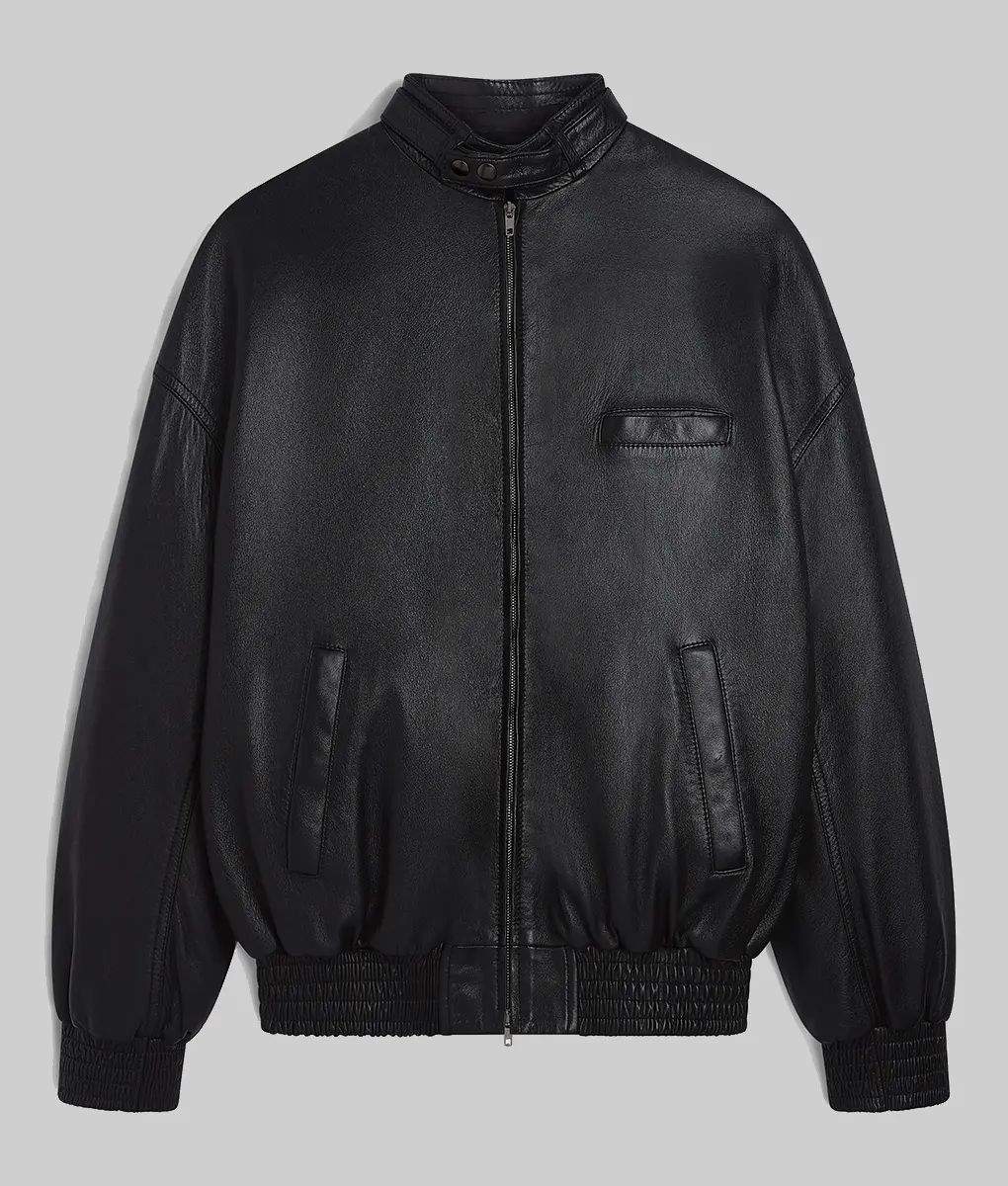 【OF ALL FORM】POCKET DETAIL LEATHERBOMBER Kendall Jenner Black Leather Bomber Jacket | Boss Jackets
