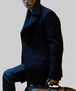 The Day of the Jackal Eddie Redmayne Blue Pea Coat | Boss Jackets