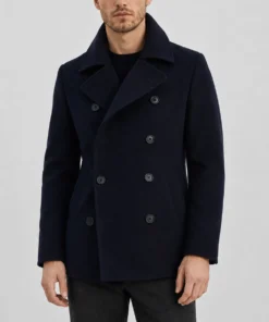 The Day of the Jackal Eddie Redmayne Blue Pea Coat | Boss Jackets
