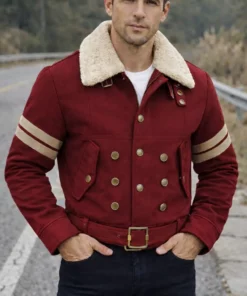 Fallout 2025 TV Series Aaron Moten (Maximus) Maroon Shearling Jacket