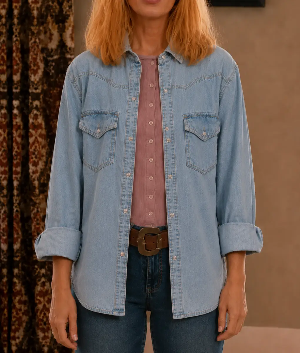 beth dutton blue shirt dress Yellowstone: Season 3 Episode 9 Beth's Paisley Shirt Dress